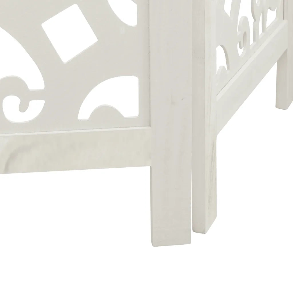 Divisorio Ambienti 6Pannelli Bianco Legno Massello di Paulownia