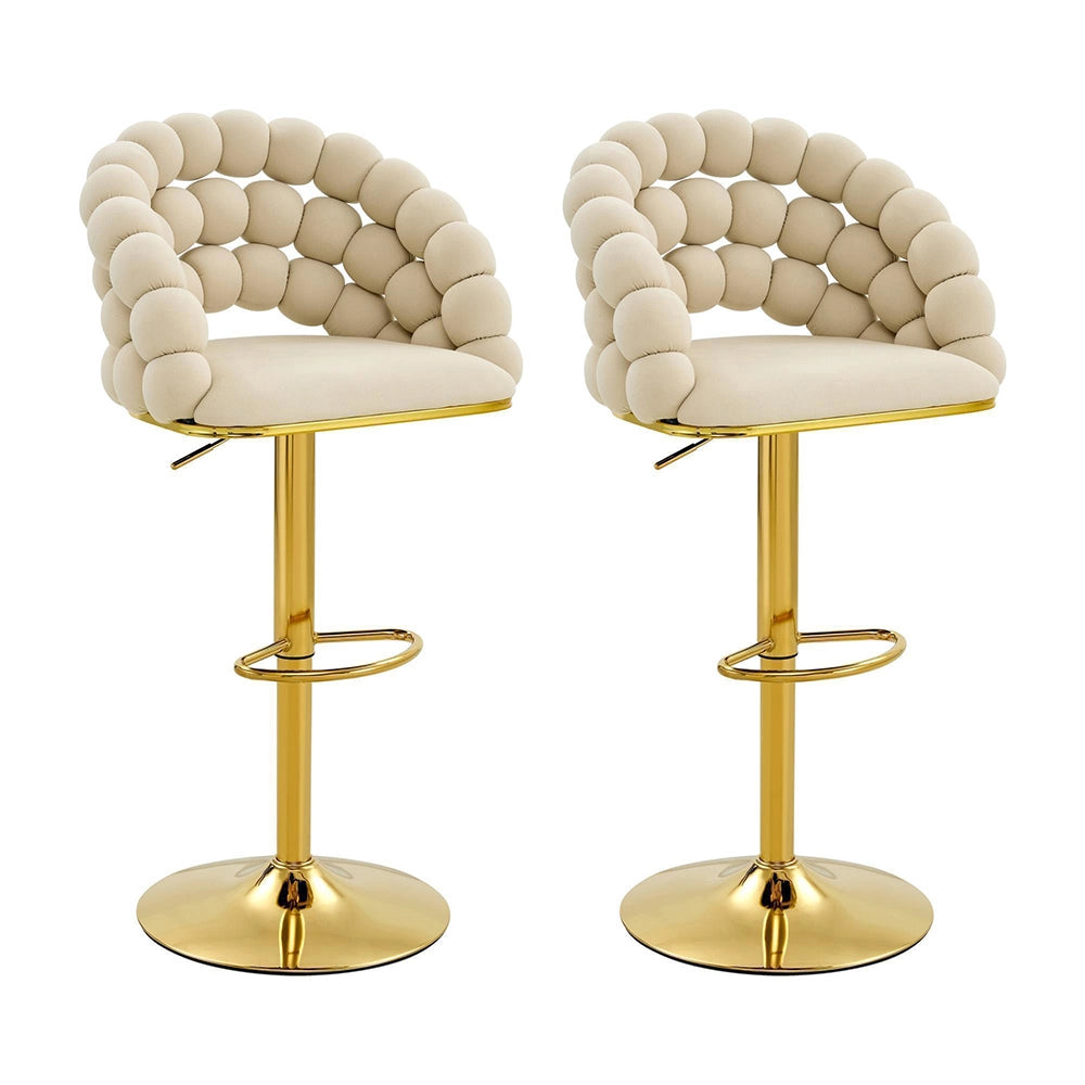Set 2 sgabelli bar - Xylo - velluto crema gambe dorate regolabili