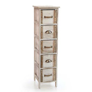 CASSETTIERA IN LEGNO DECORATA CON 5 CASSETTI NATURALE CHIARO 26 X 32 X 98 CM