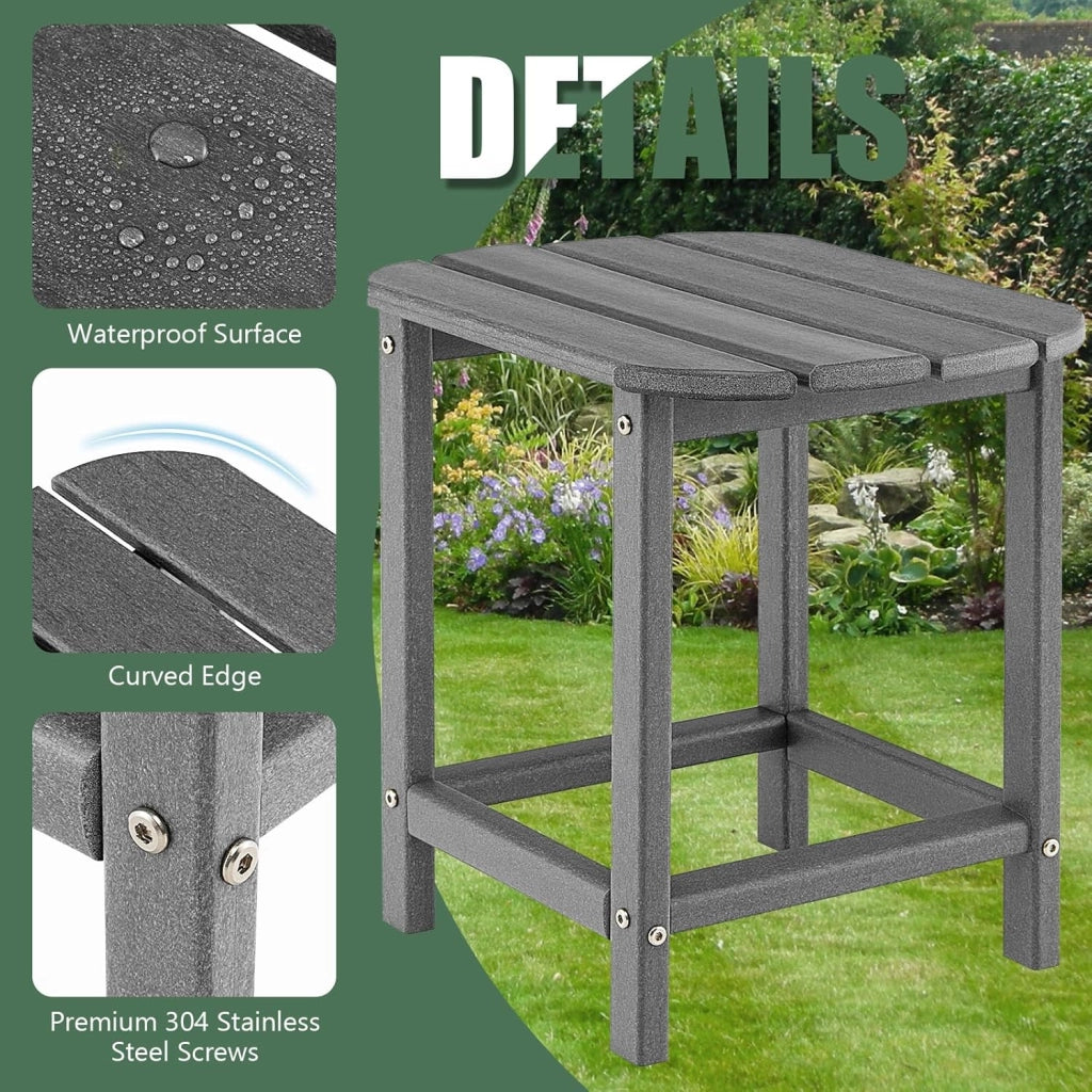 Set di 2 tavolini da giardino in HDPE, piccolo tavolino impermeabile con carico di 91 kg, tavolino da caffè, per balcone, terrazza, patio, 48 x 37 x 46 cm