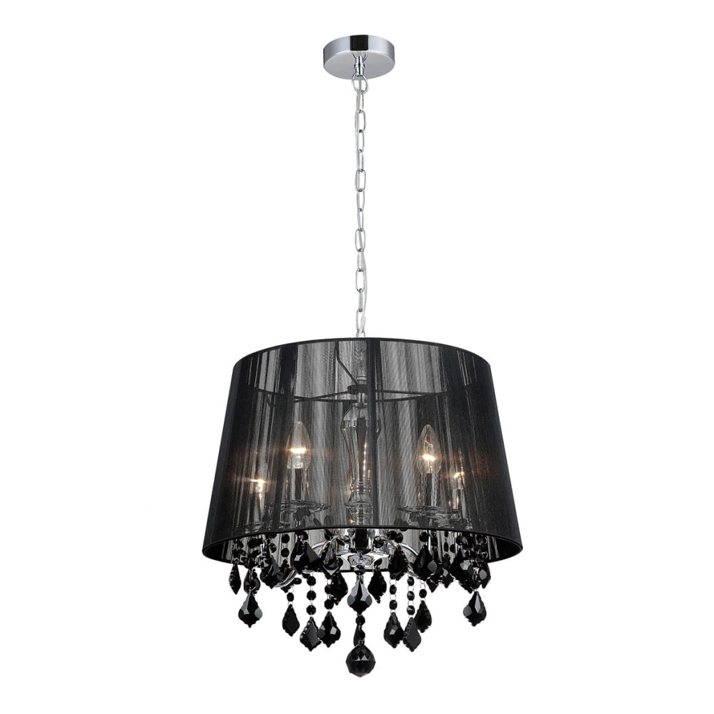 Italux Cornelia lampadario cristallo nero cromo 5xE14
