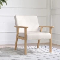 Poltrona d'Arredo in Stile Scandinavo in Legno di Pino con 2 Cuscini, 64x70x72 cm, Grigio e Color Legno