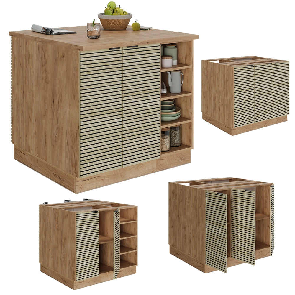 Isola cucina Fame-Line Pannello in quercia/Rovere dorato 90 cm senza piano di lavoro Vicco