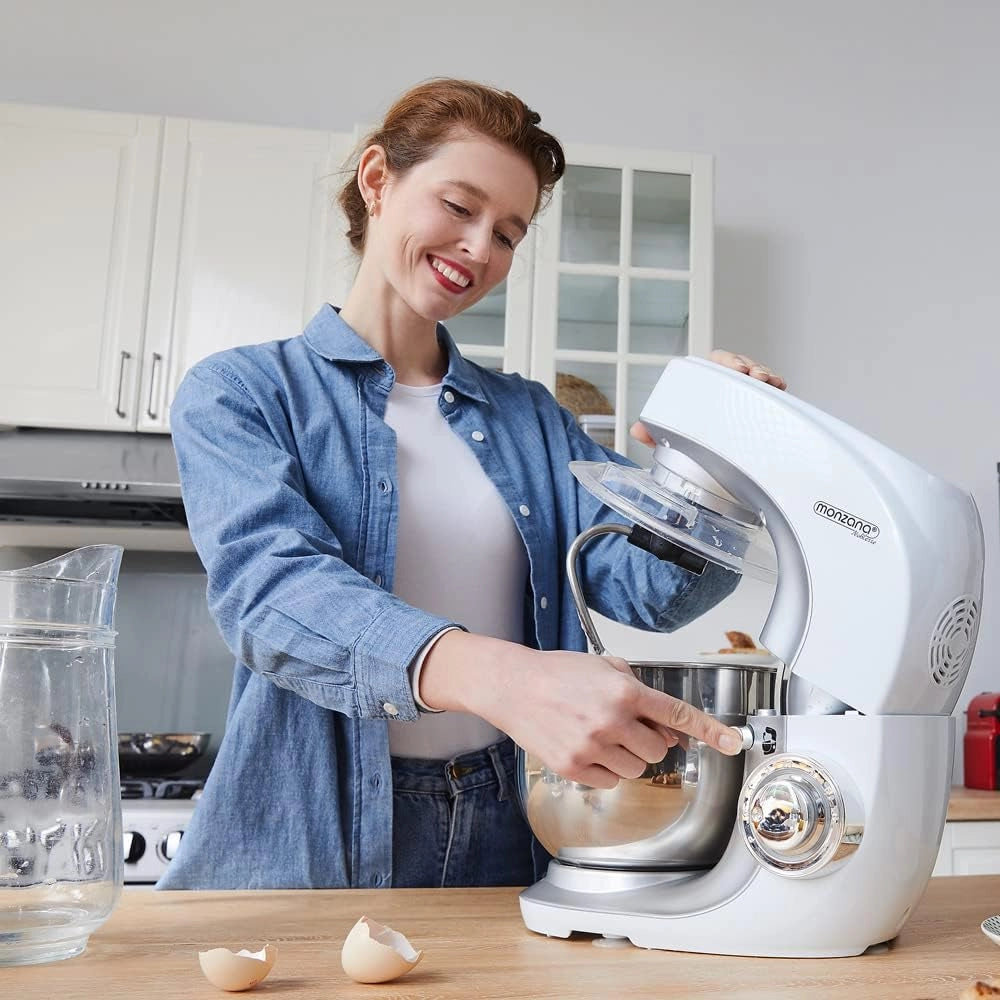 ® Planetaria Impastatrice Elettrica 1000 W Acciaio Inox 4,5L 7 Velocità Accessori Paraspruzzi Ciotola Frusta Gancio Elettrodomestici Cucina