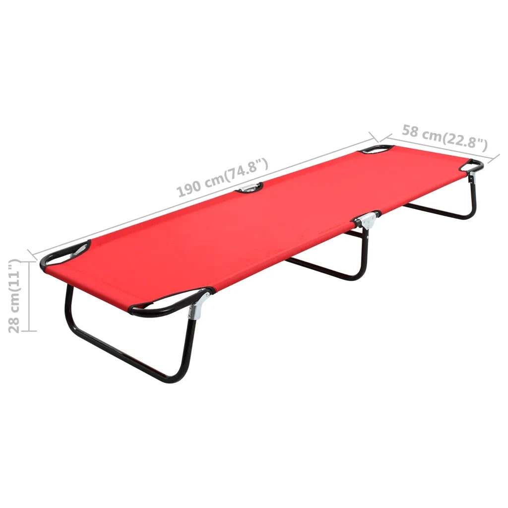 Lettino Prendisole Pieghevole Rosso in Acciaio 47756