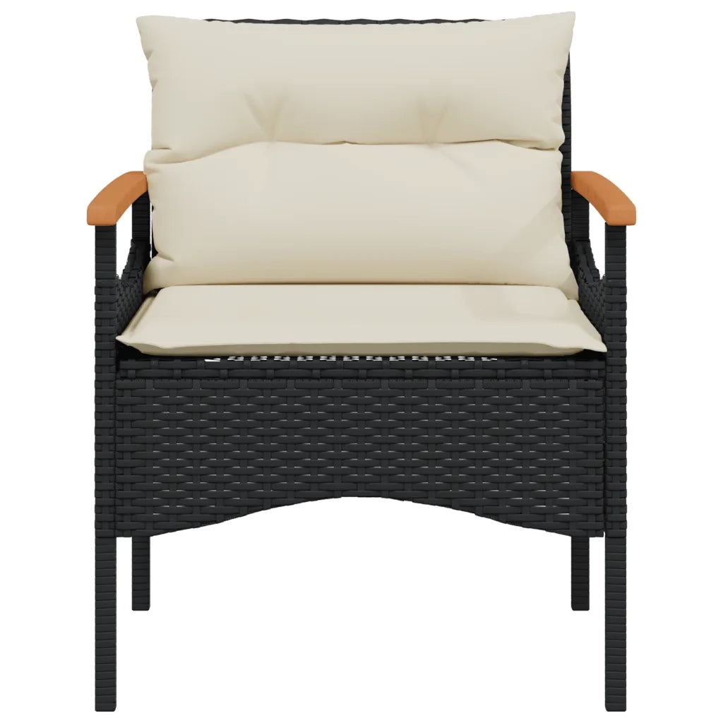Set Divani da Giardino 4 pz con Cuscini Nero in Polyrattan