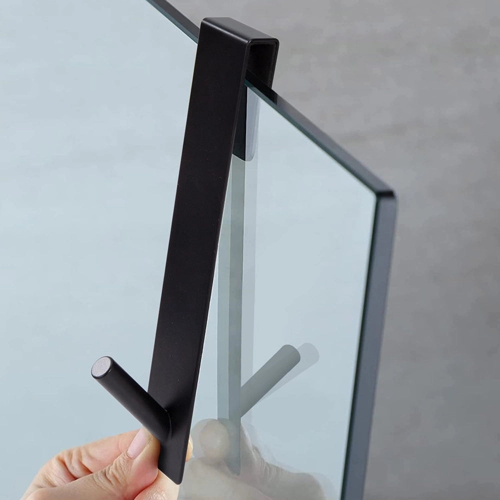 Trade Shop - Gancio Per Box Doccia Appendi Asciugamano Accappatoio Bagno 4 X 18 Cm Nero 87770 -