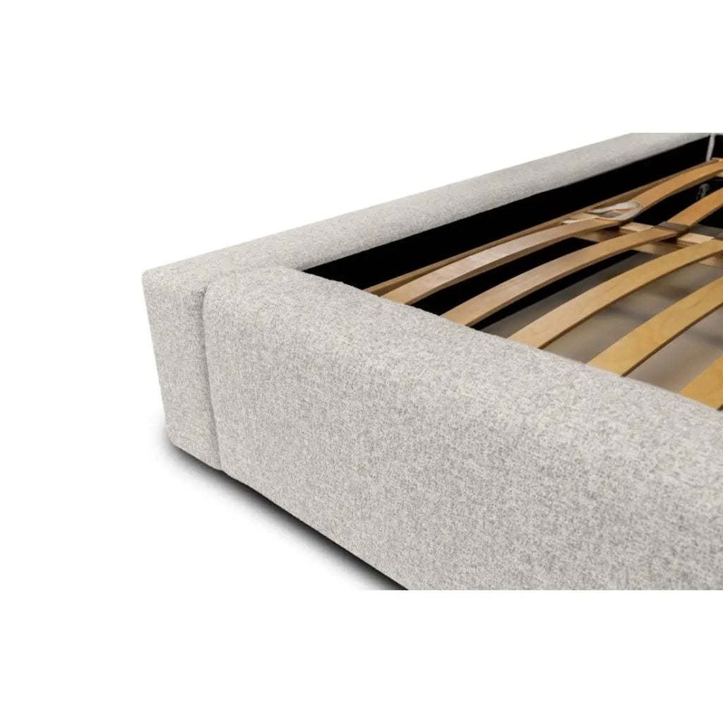 Lit coffre CERVIN – Tessuto bouclé Sabbia nuvolosa – 160x200 cm – Rete sollevabile – Design contemporaneo