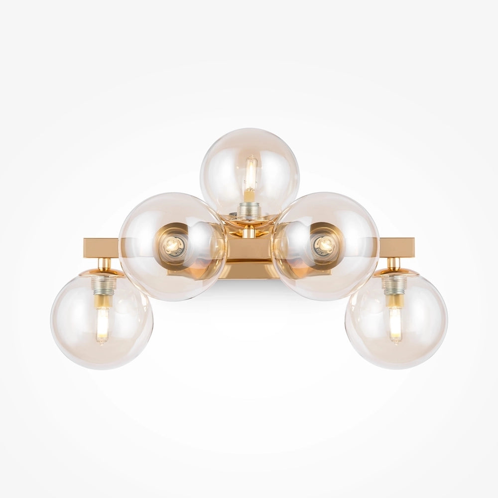 Applique Contemporanea Dallas Metallo Oro 5 Luci Diffusori Ambra