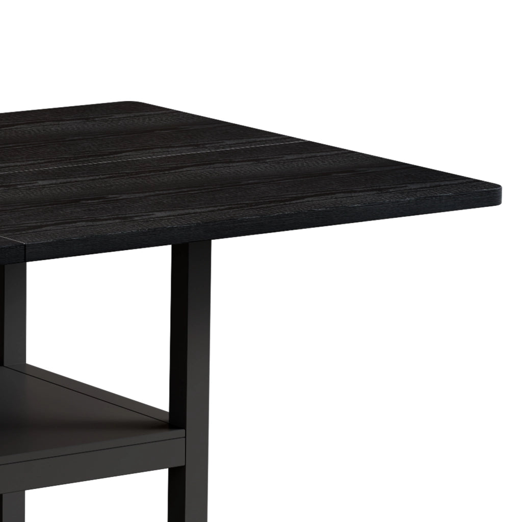 Tavolo da pranzo 4-6 posti con vano contenitore - per cucina e soggiorno - in MDF e metallo - 160×90×76 cm - nero