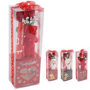 Trade Shop - Orsetto Peluche Con Fiore Confezione Regalo Per San Valentino 10x7.5x30cm 63300 -