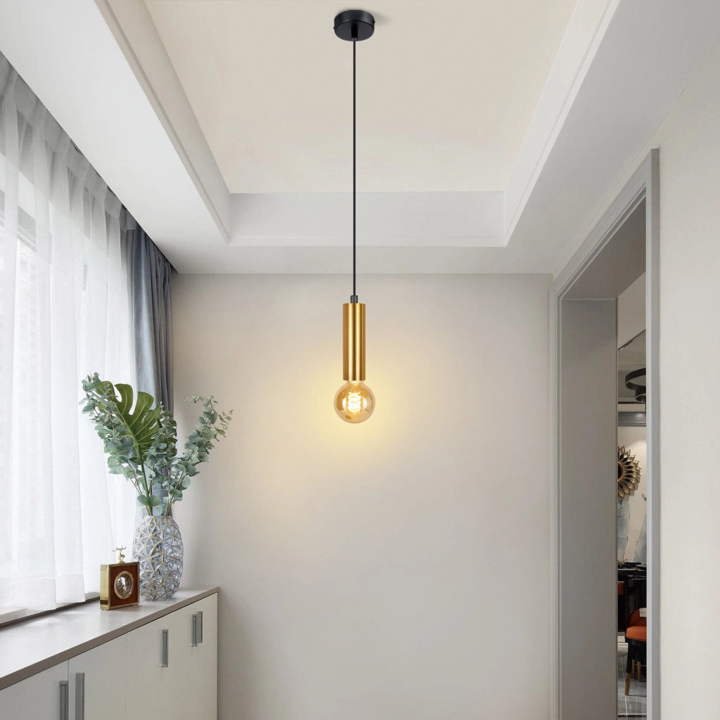 Lampada a sospensione ZMH per sala da pranzo 1 fiamma E27 oro Lampada a sospensione in metallo per camera da letto