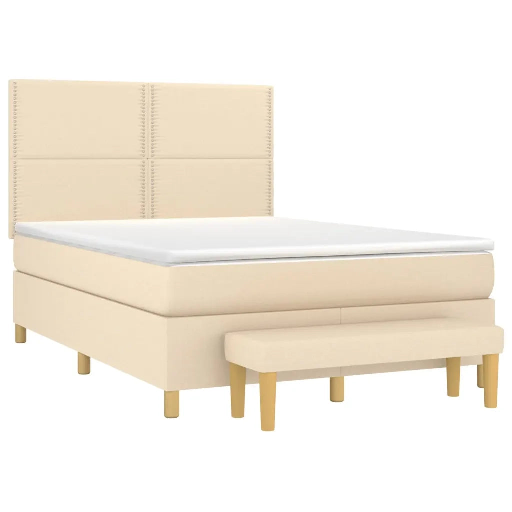 Giroletto a Molle con Materasso Crema 140x200 cm in Tessuto 3137082