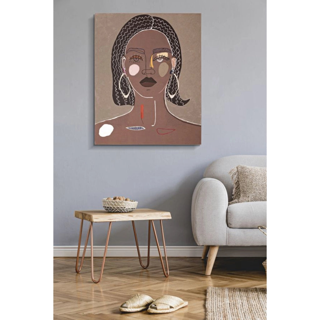 Stampa su Tela Viso 17, Marrone, Legno, 80x2,8x100 cm
