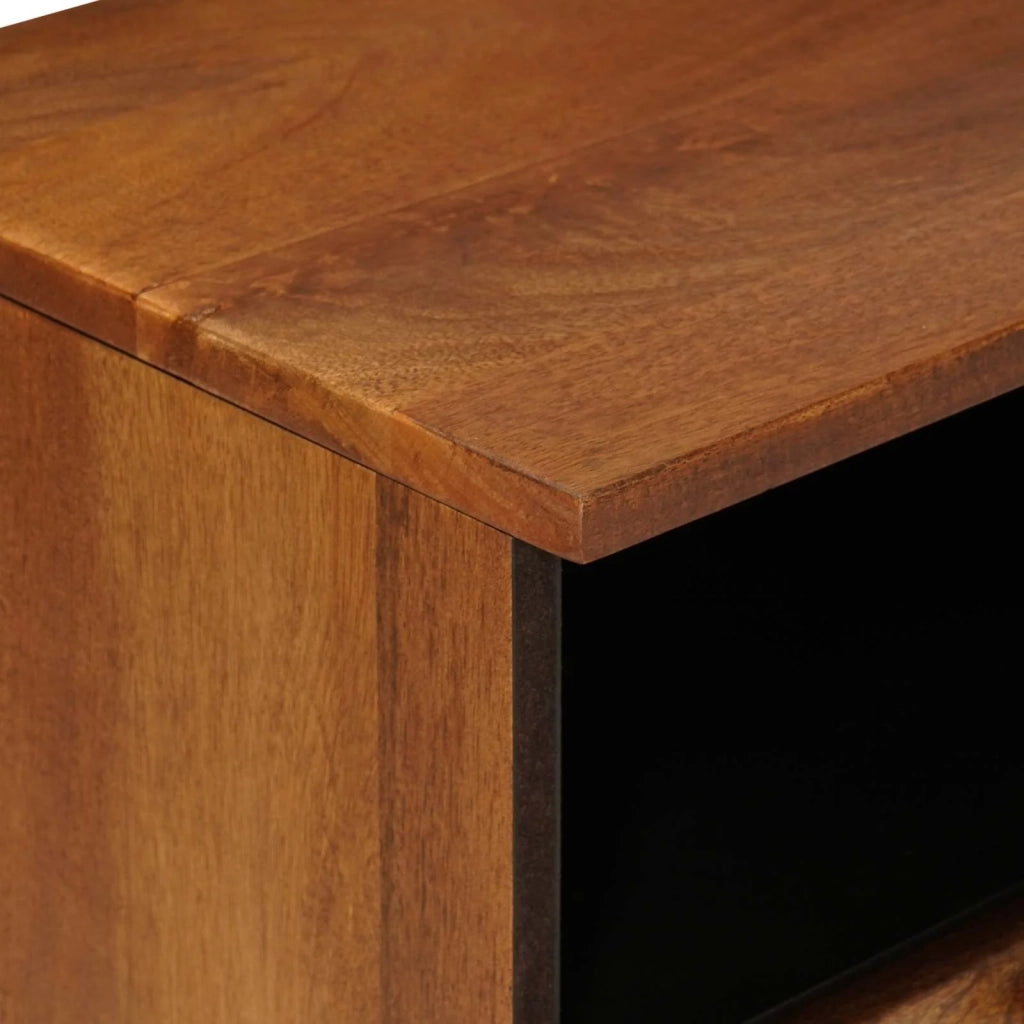 Mobile porta TV moderno con 2 cassetti e ripiano 100 x 33 x 46 cm in legno massello di mango e finitura noce 02_0057803