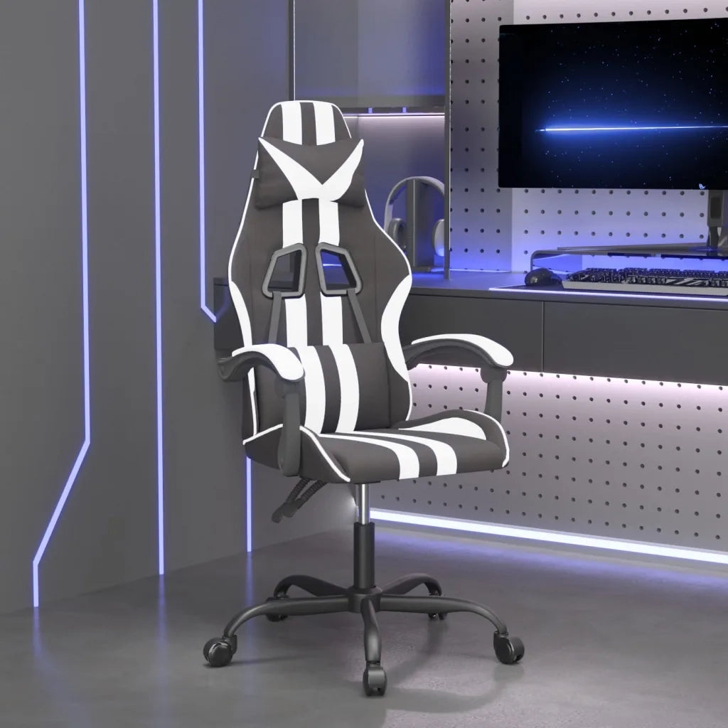 Sedia da Gaming | Sedia da e-sports Girevole Nero e Bianco in Similpelle