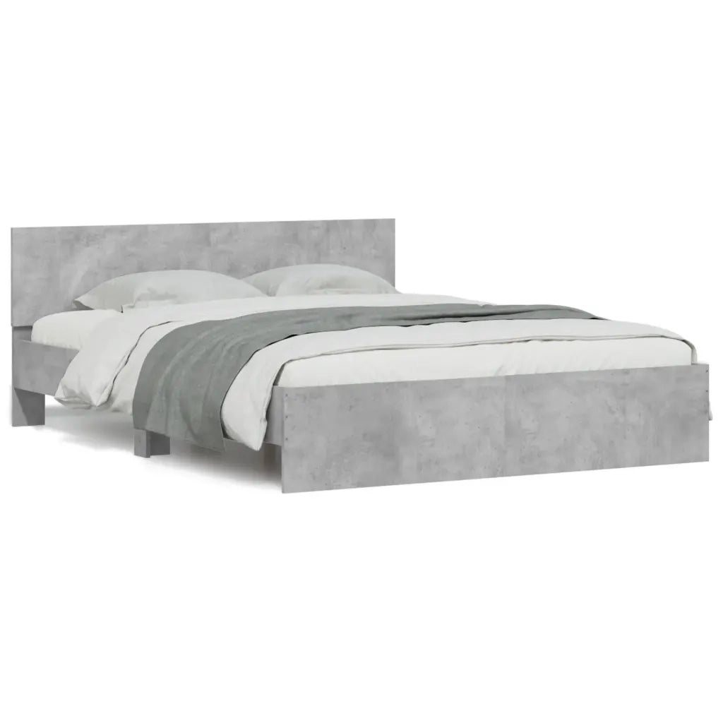 Giroletto con Testiera e LED Grigio Cemento 160x200 cm 3207598