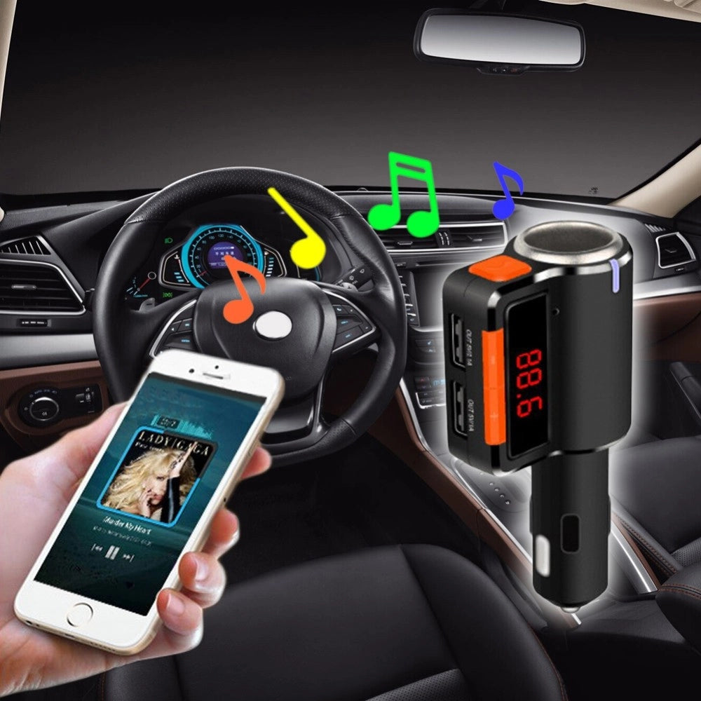 Trade Shop - Trasmettitore Vivavoce Bluetooth Con Display Fm Lettore Usb Mp3 Modulatore Auto -