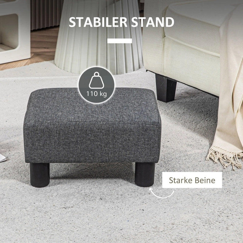 POUF Rettangolare 40x30x24 cm Tessuto Effetto Lino Grigio Scuro