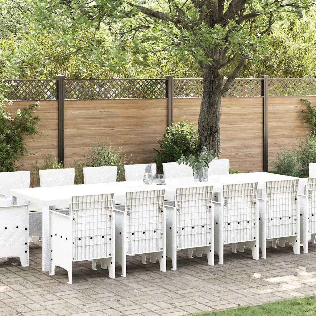 Set da Pranzo per Giardino 15 pcs Bianco Rattan Polt 3378646