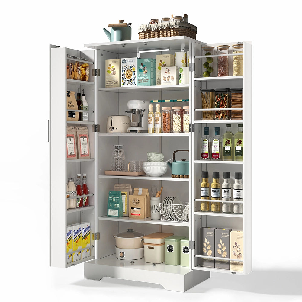 Armadio Cucina Multifunzione 60x35x128cm - Xylo - Luci LED Sensore, Bianco