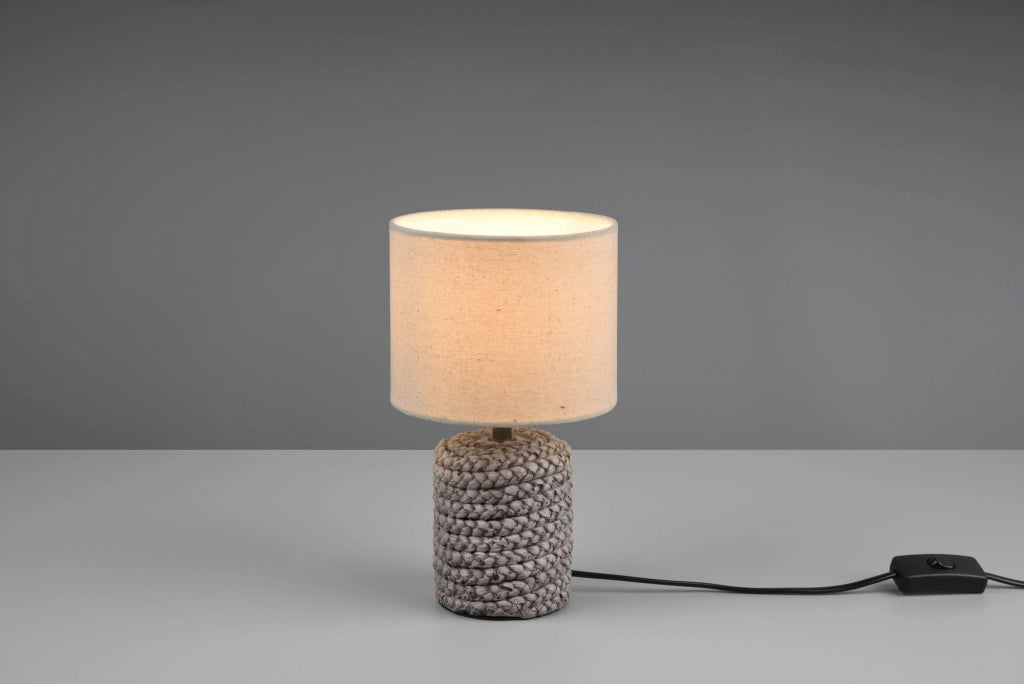 MALA LAMPADA DA TAVOLO CERAMICA MARRONE PARALUME BEIGE H.26CM 1 LUCE ATTACCO E14
