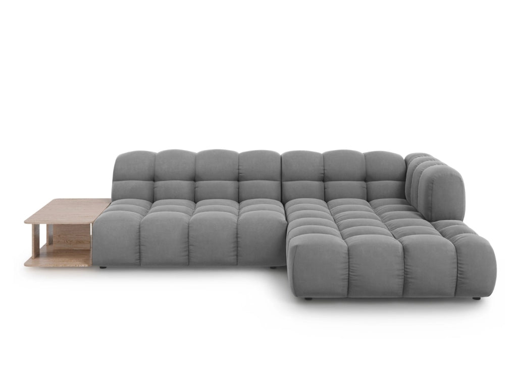 Cosmopolitan Design - Divano angolare modulare destro "Sky" 4 posti in velluto grigio chiaro 