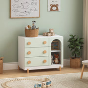 Cassettiera Vaarentaa per Cameretta con 3 Cassetti e 2 Vani Aperti 79x41x66 cm - Bianco/Verde Menta [en.casa]