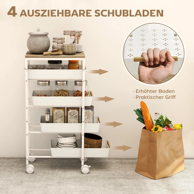 CARRELLO DA CUCINA 39,5x24x82 cm Bianco in metallo