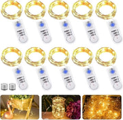 Fascia luminosa da 10 pezzi 2 m 20 led con batteria e timer - catena di luce in rame per Natale dentro e fuori casa.
