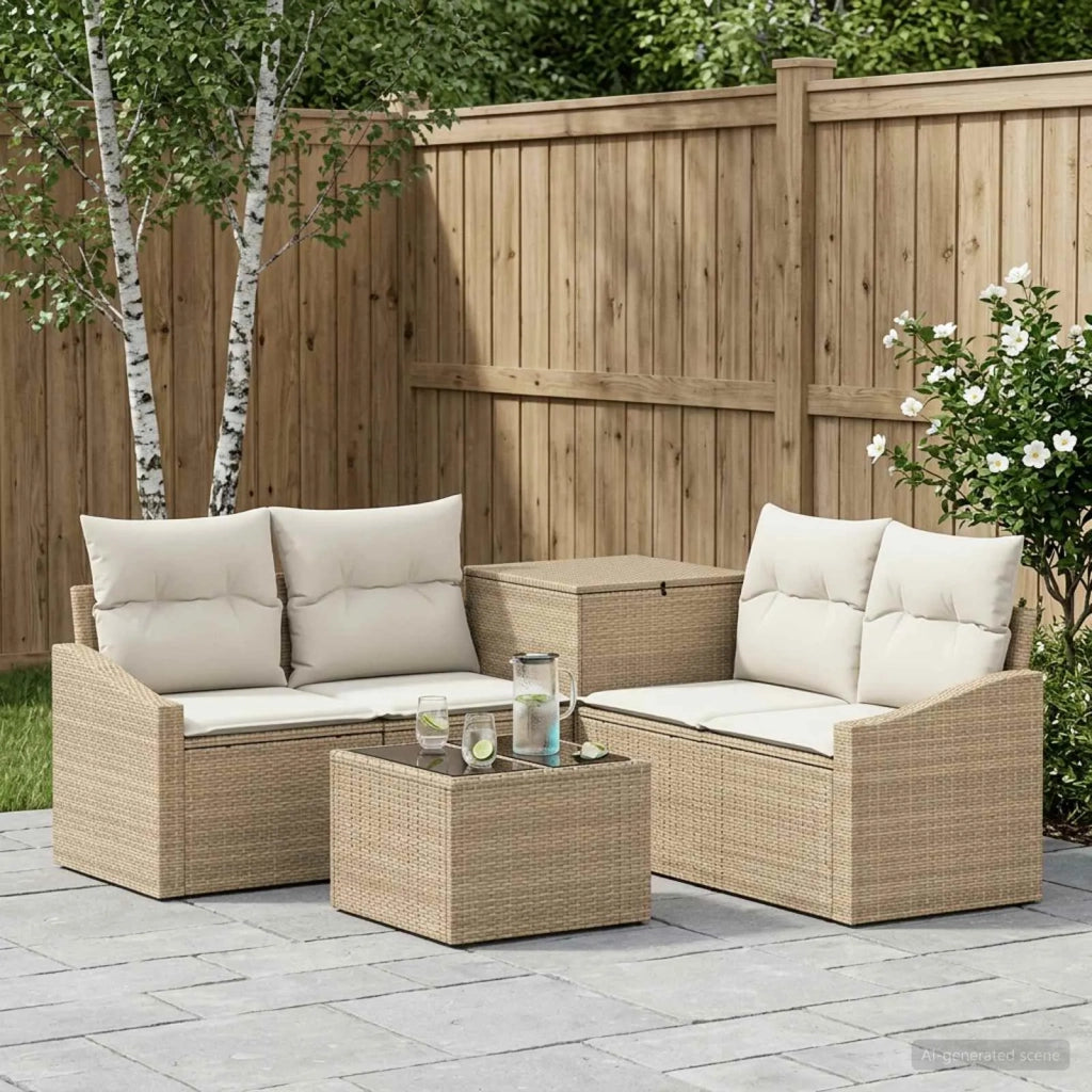 Set di divani 6 pz Beige e Bianco Crema 3447306