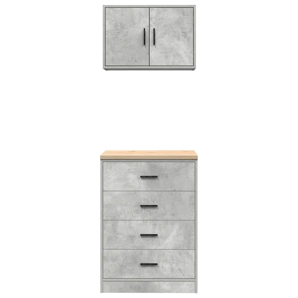 vidaXL Armadi da Garage 2 pz Grigio Cemento in Legno Multistrato
