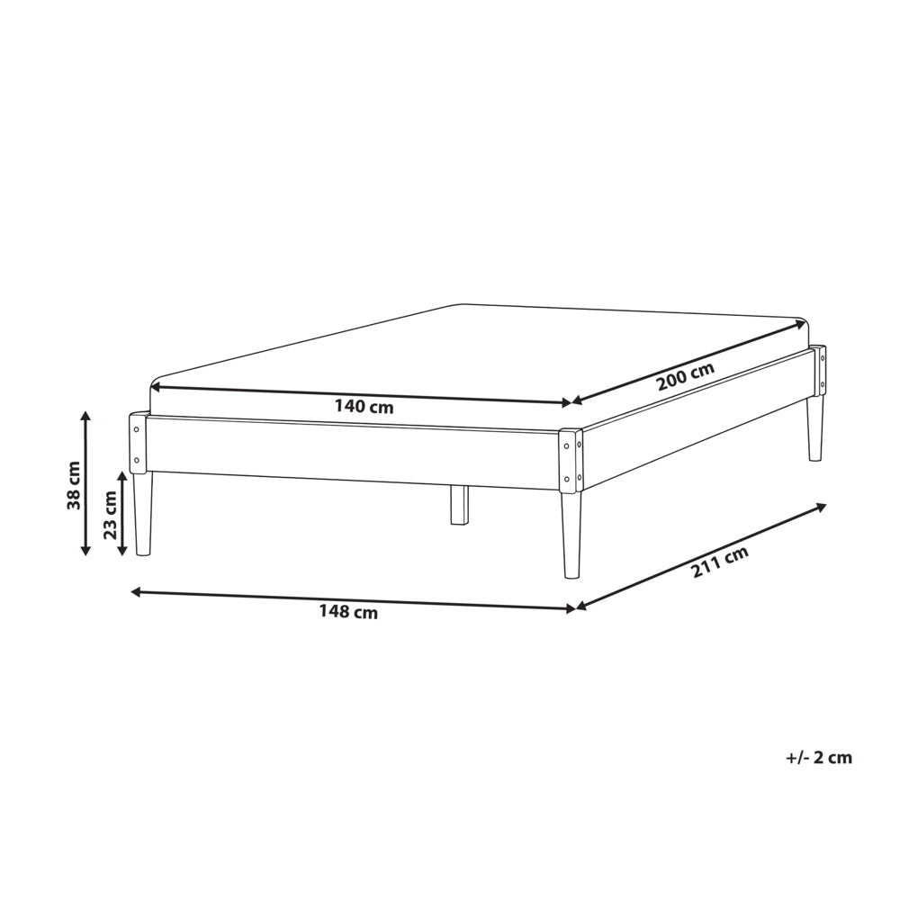 Letto matrimoniale in legno con rete a doghe in pino, senza testiera 140 x 200 cm marrone chiaro stile scandinavo naturale