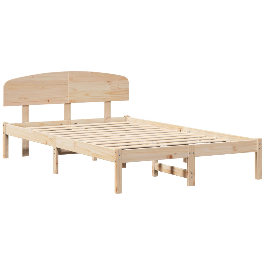 Struttura Letto con Testiera 140x190 cm Legno Massello di Pino