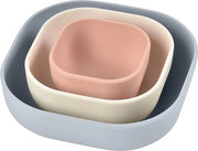 Set di Cucina per Bambini 3 Pezzi - Silicone - Stacking e Ergonomico - Grigio Velluto, Cotone, Rosa Panna