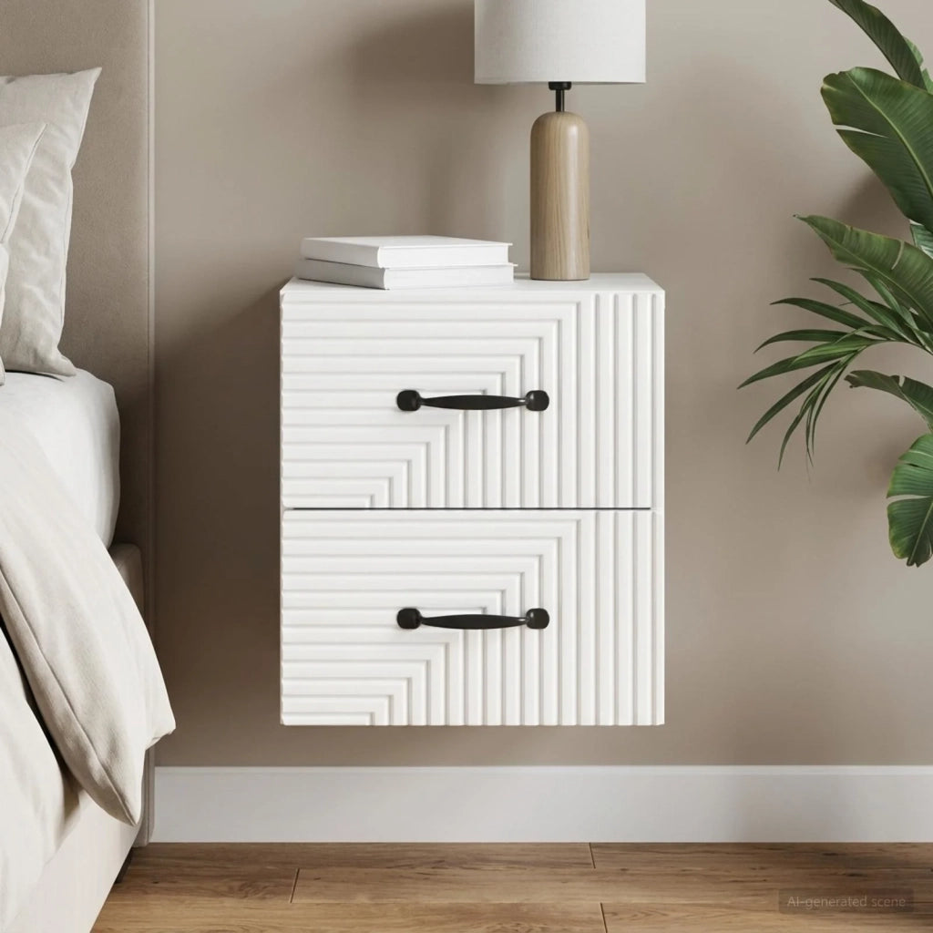 Mobiletto da notte a muro Bianco Lucido 34,5 x 33 x 40 cm 898643
