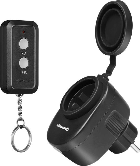 Stopconti esterni wireless - set di stopconti programmabili con telecomando - IP44 - 1 stopconto con 1 telecomando - festivi - 2300 W - 30 m di portata.