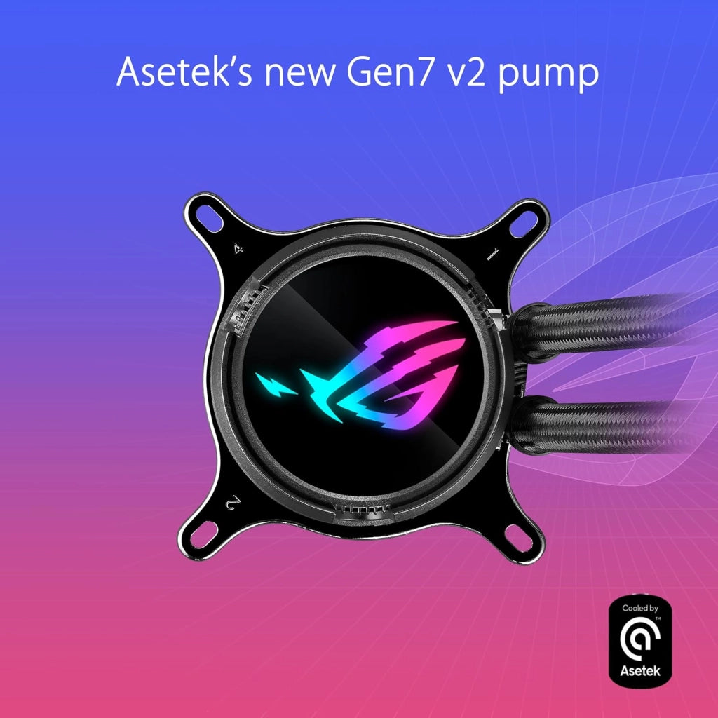 ROG Strix LC III 360 ARGB, dissipatore di liquidi per CPU all-in-one con blocco dell'acqua ruotabile a 360°, pompa Asetek V2 di 7a generazione, ventole ARGB ROG Premium, Aura Sync, Nero