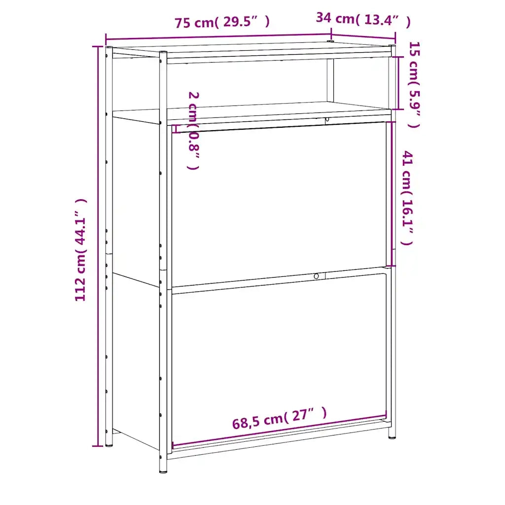 Scarpiera | Mobile per scarpe Nera 75x34x112 cm in Legno Multistrato