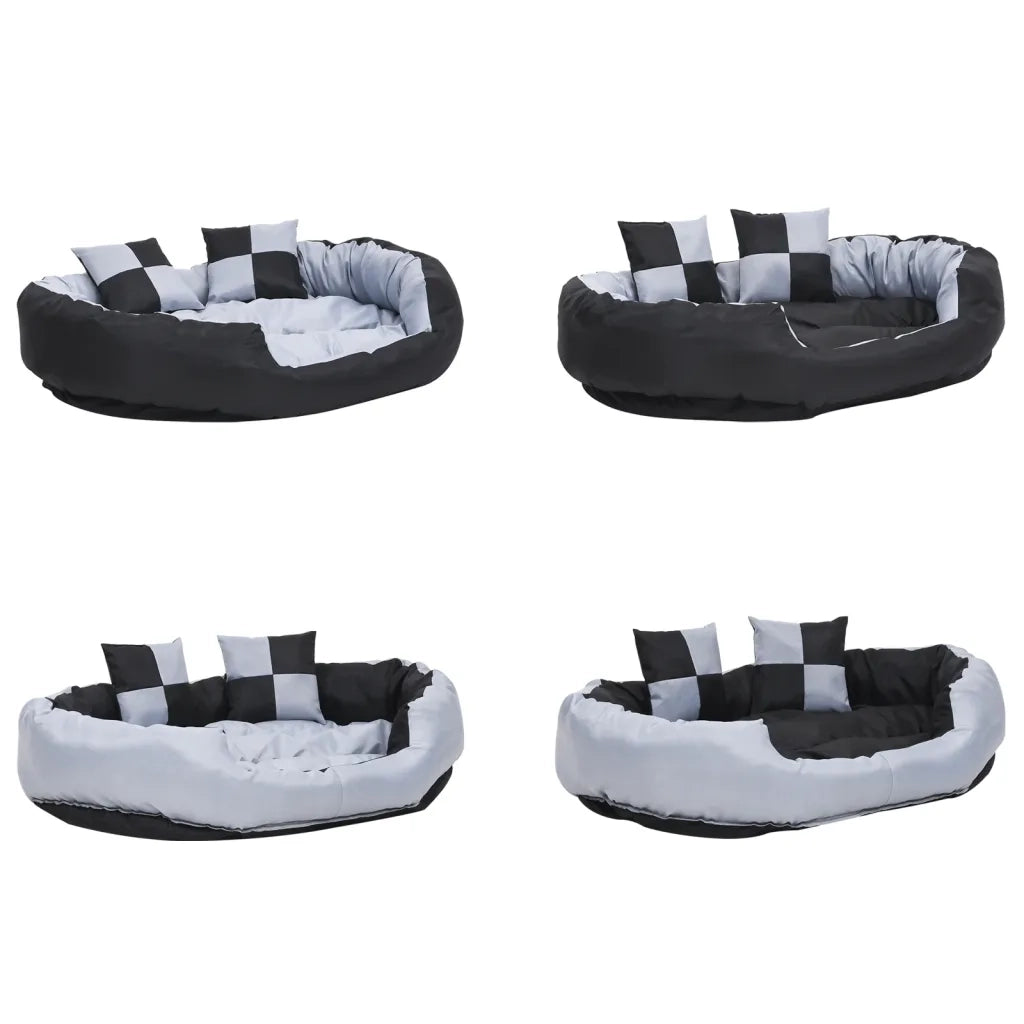Cuscino per Cani Reversibile Lavabile Grigio e Nero 110x80x23cm CFW9138195