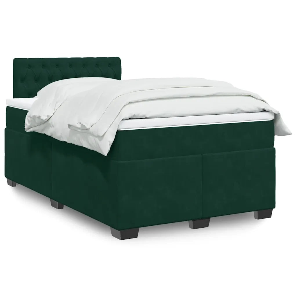 Giroletto a Molle con Materasso Verde Scuro 120x200 cm Velluto 3286291