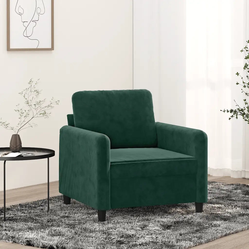 Divano Sedia-Poltrona Verde Scuro 60 cm Velluto 677379