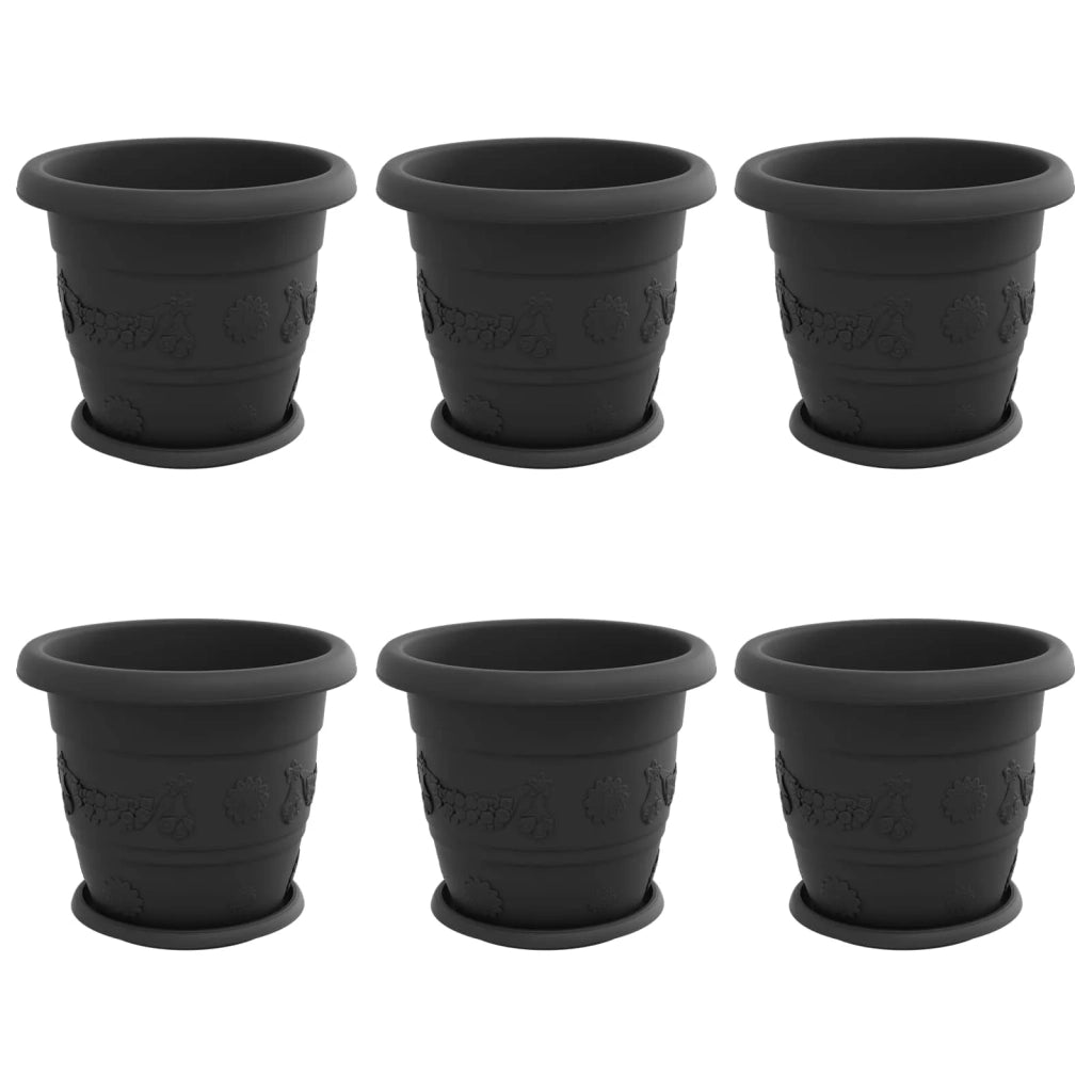 Fioriere | Cassetta per fiori | Vasi per Piante 6 pz Nero ? 30 x 25 cm Plastica