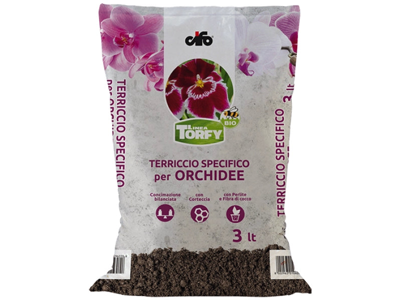 Terriccio specifico orchidee Torfy Bio 3lt Cifo coltivazione biologica