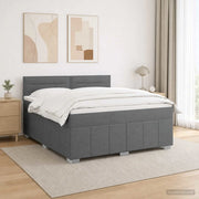 Letto Box Spring LED con Materasso Grigio Scuro 140 x 200 cm 3455613