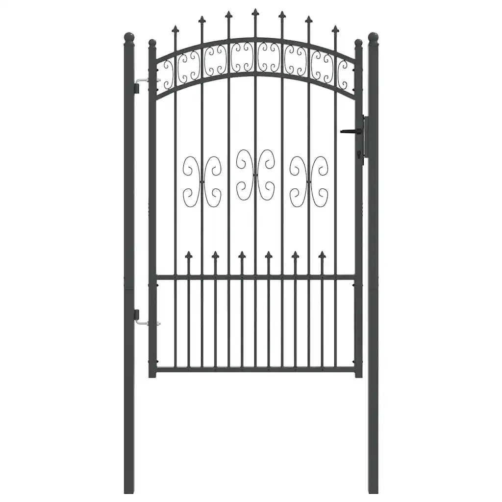 Cancello con Punta a Lancia KAMPEN 103 x 200 cm Acciaio Grigio 42009040
