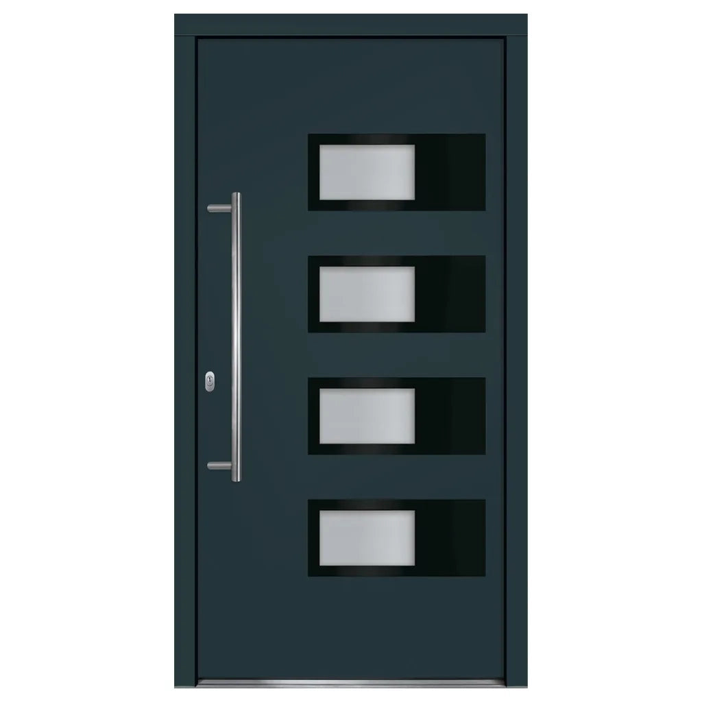 Porta Ingresso Antracite 100x200 cm in Alluminio e PVC 3157071