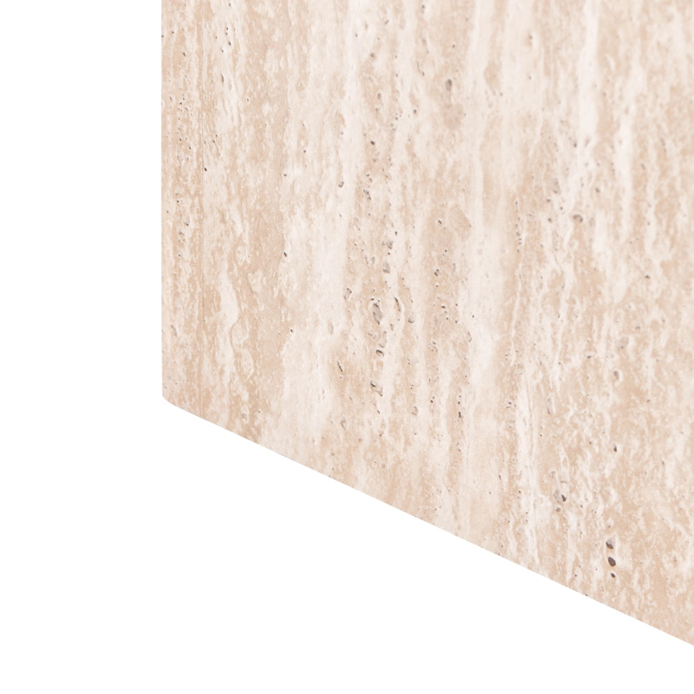 Set di 2 tavolini da salotto con piano in MDF effetto travertino quadrati per salotti di piccole e medie dimensioni
