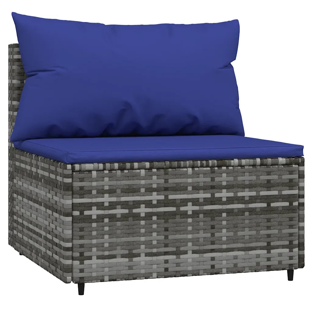 Set Divani da Giardino 3 pz | Set Salotto da Giardino con Cuscini in Polyrattan Grigio
