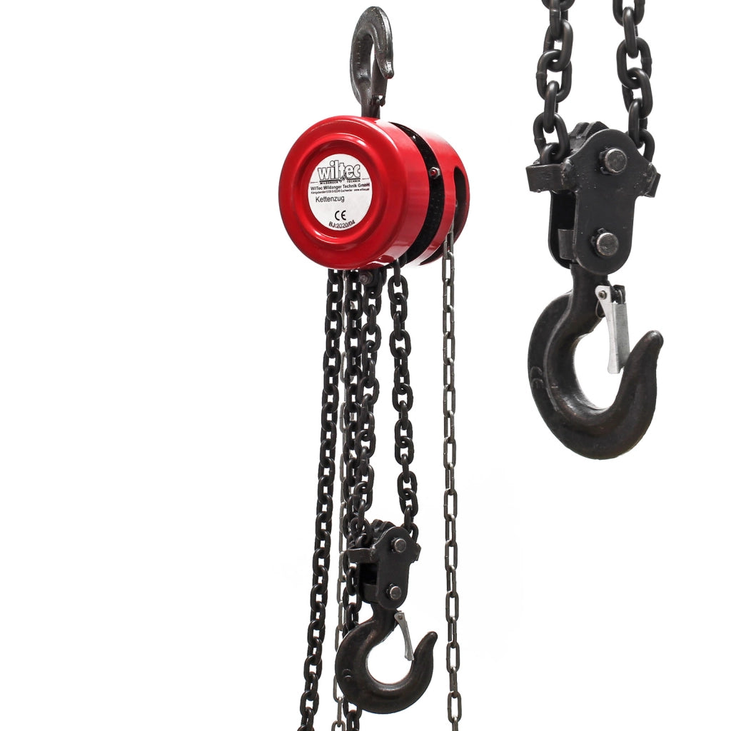 Paranco a catena manuale, max 5000 kg, con catena di 3 m, per sollevamento di carichi pesanti